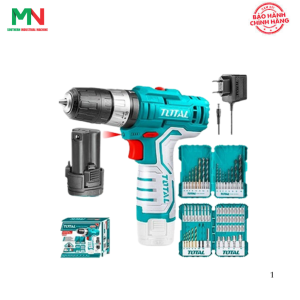 Bộ máy khoan pin TIDLI12201 & bộ 45 tua vít 16 mũi khoan Total TOSLI23022
