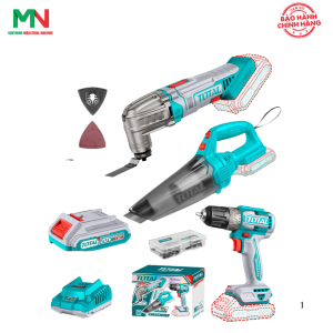 Combo máy khoan TDLI204531 + Máy cắt rung TMLI2022 + Máy hút bụi TVLI201261 Total TOSLI240685